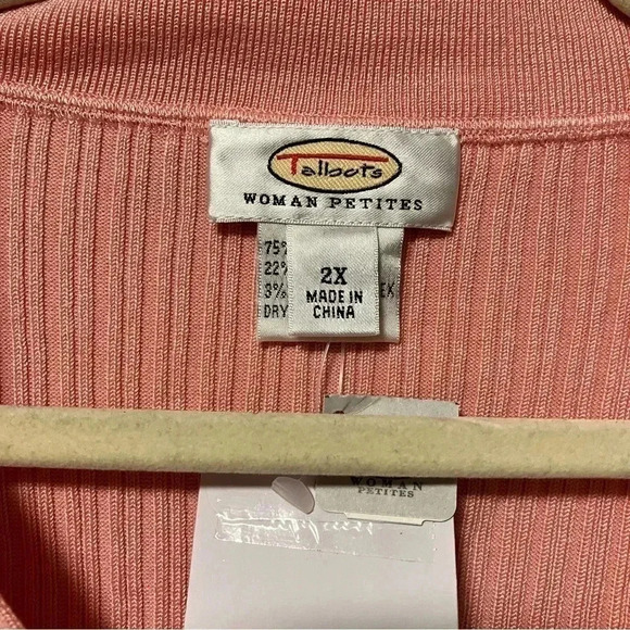 NWT Talbots petite silk blend  pink ribbed polo sweater - Picture 7 of 7